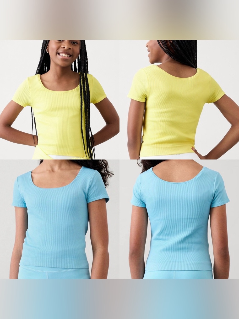 2 for $15 Athleta Girl Rise Above Ribbed Short Sleeves Cropped Shirts, L/12